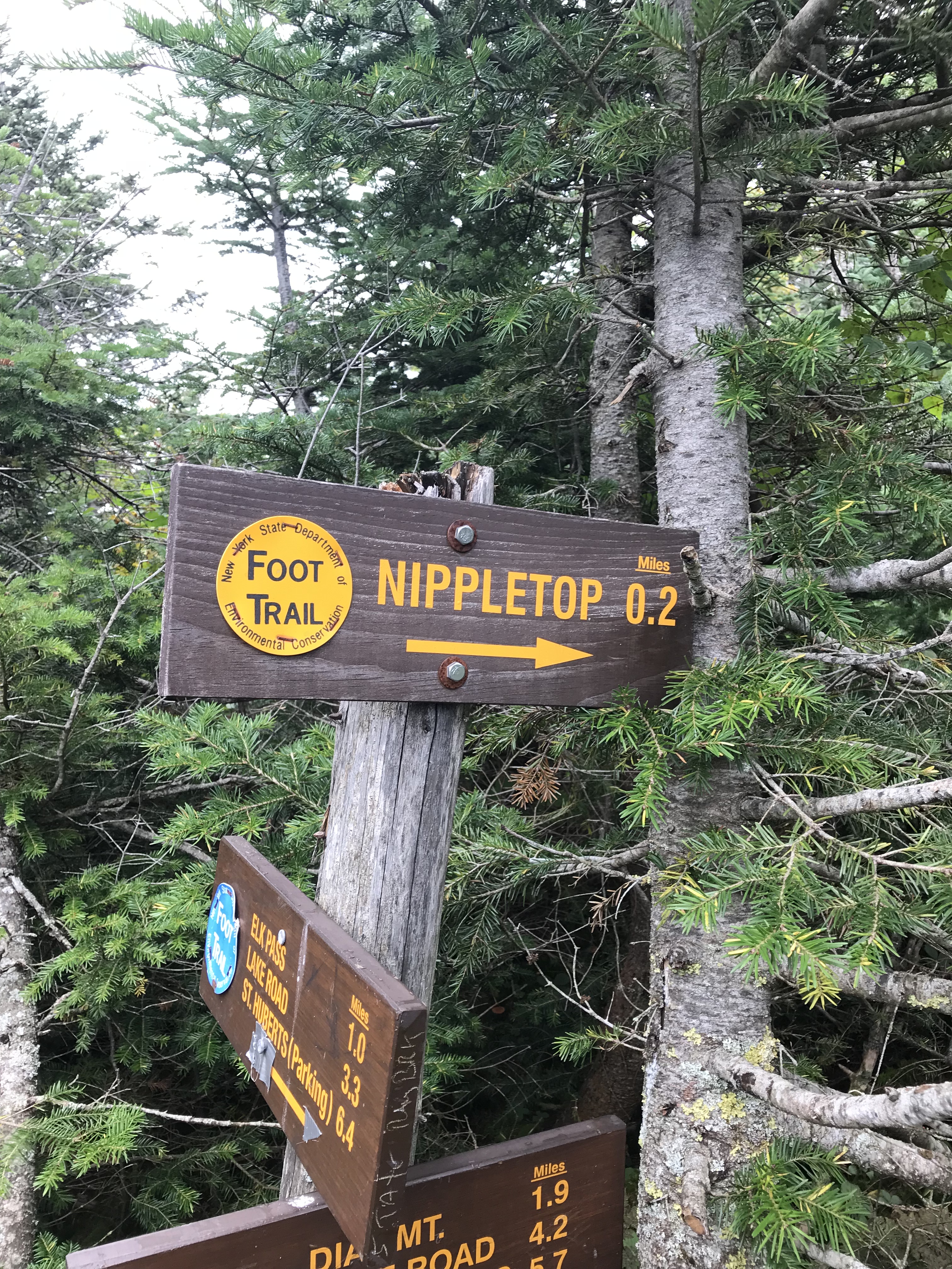 Sign .2 miles to Nippletop