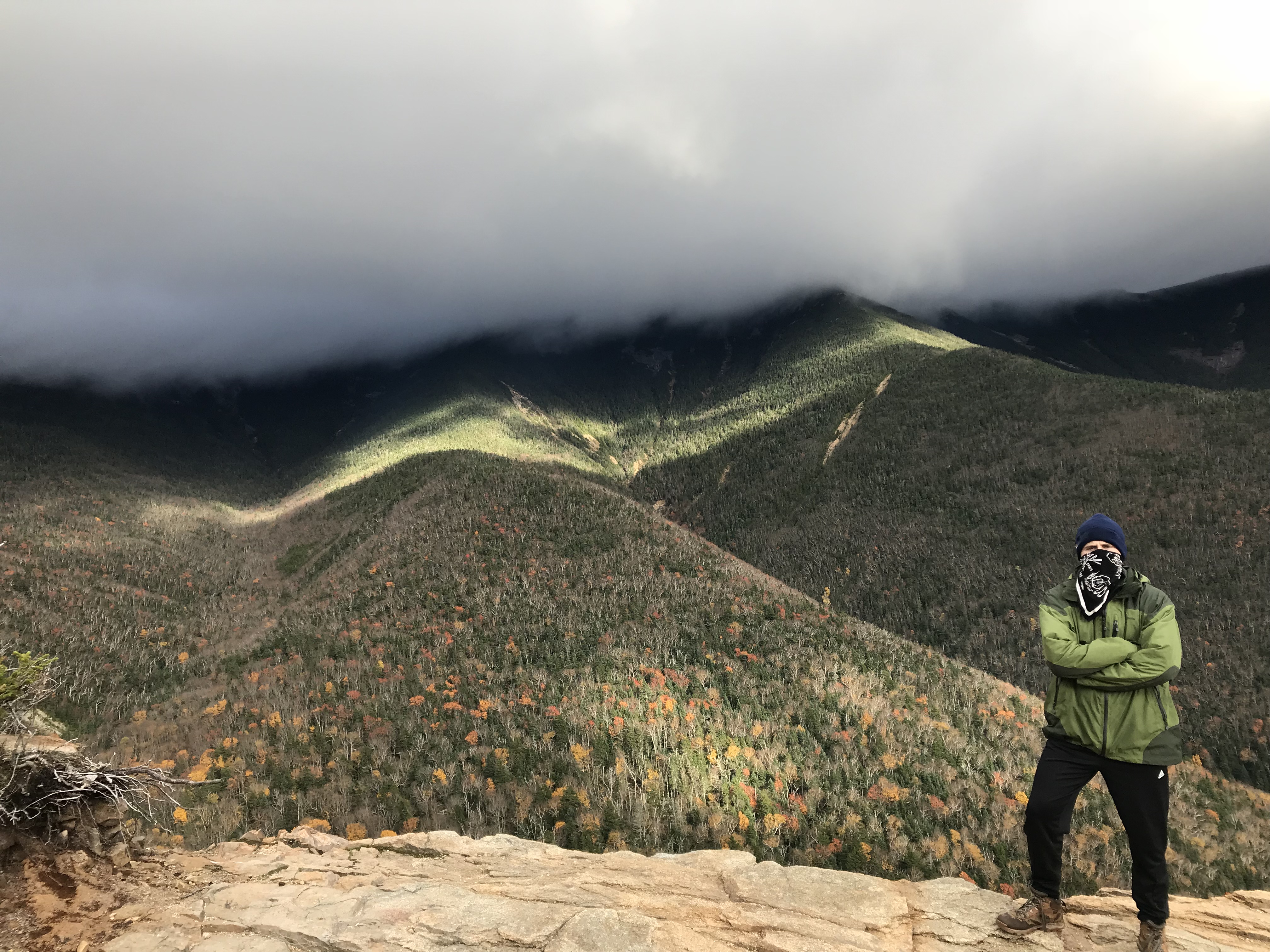 Franconia Ridge covered in clouds behind me