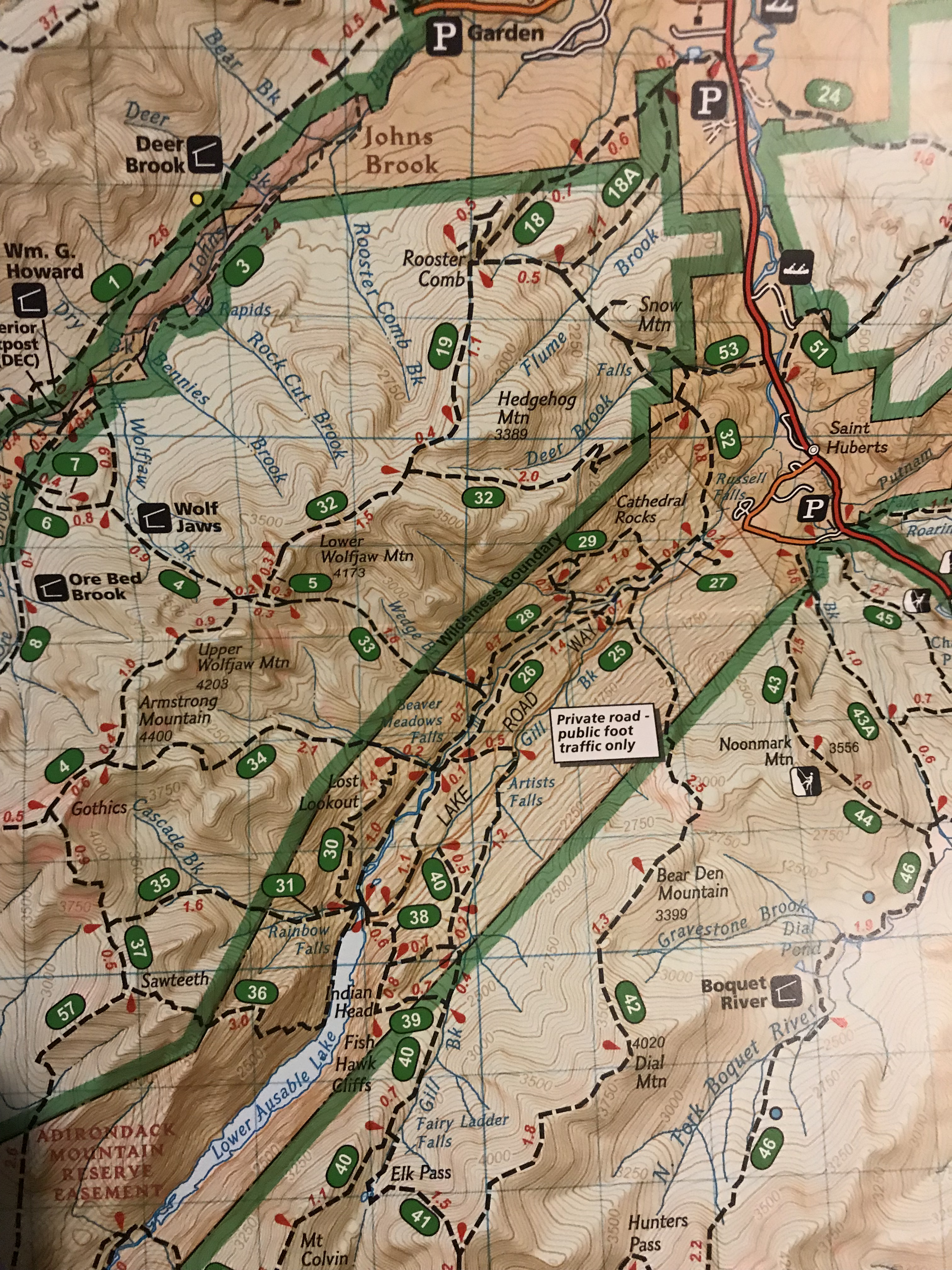 Trail Map for Sawteeth Mountain