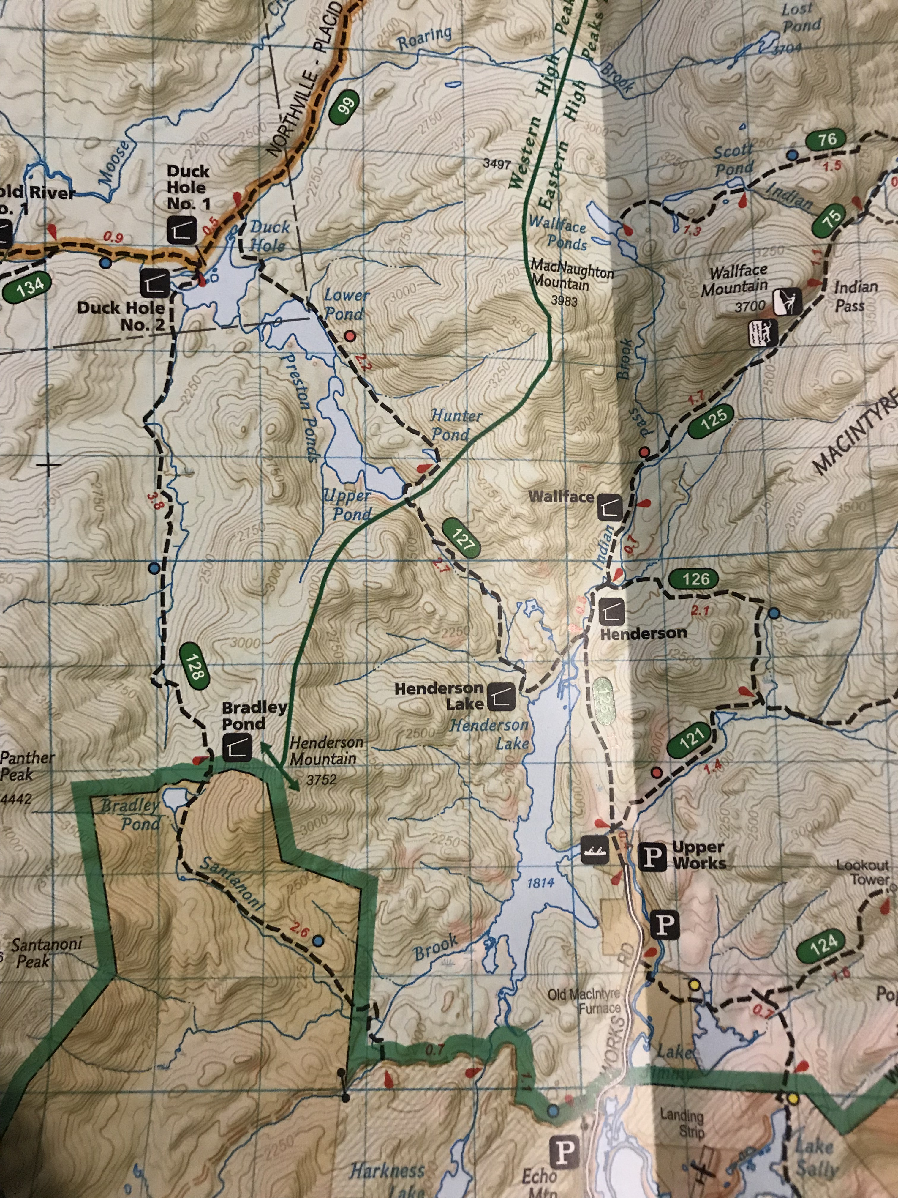 Upper Pond Trail on ADK Map