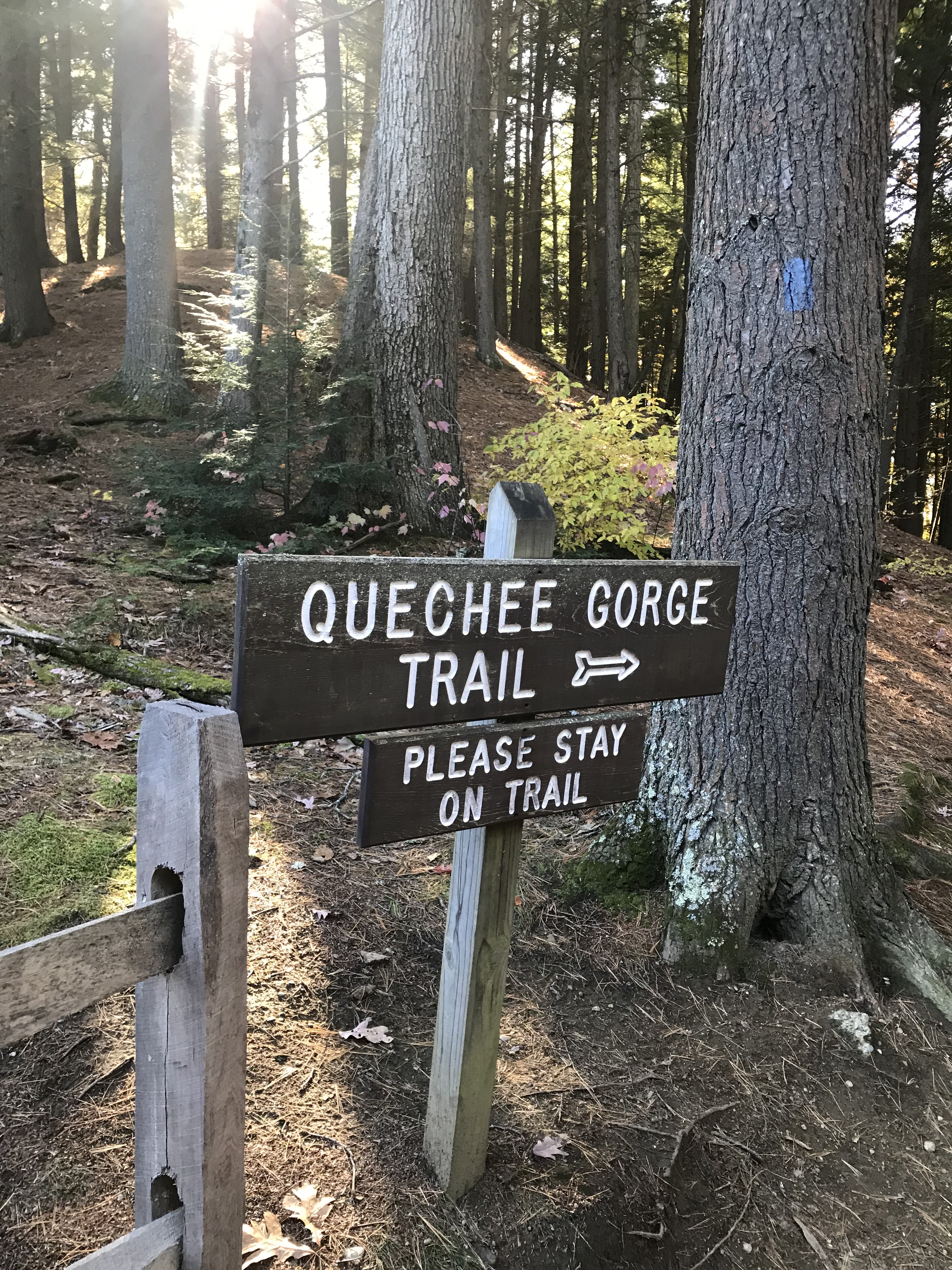 Quechee Gorge Trail Sign