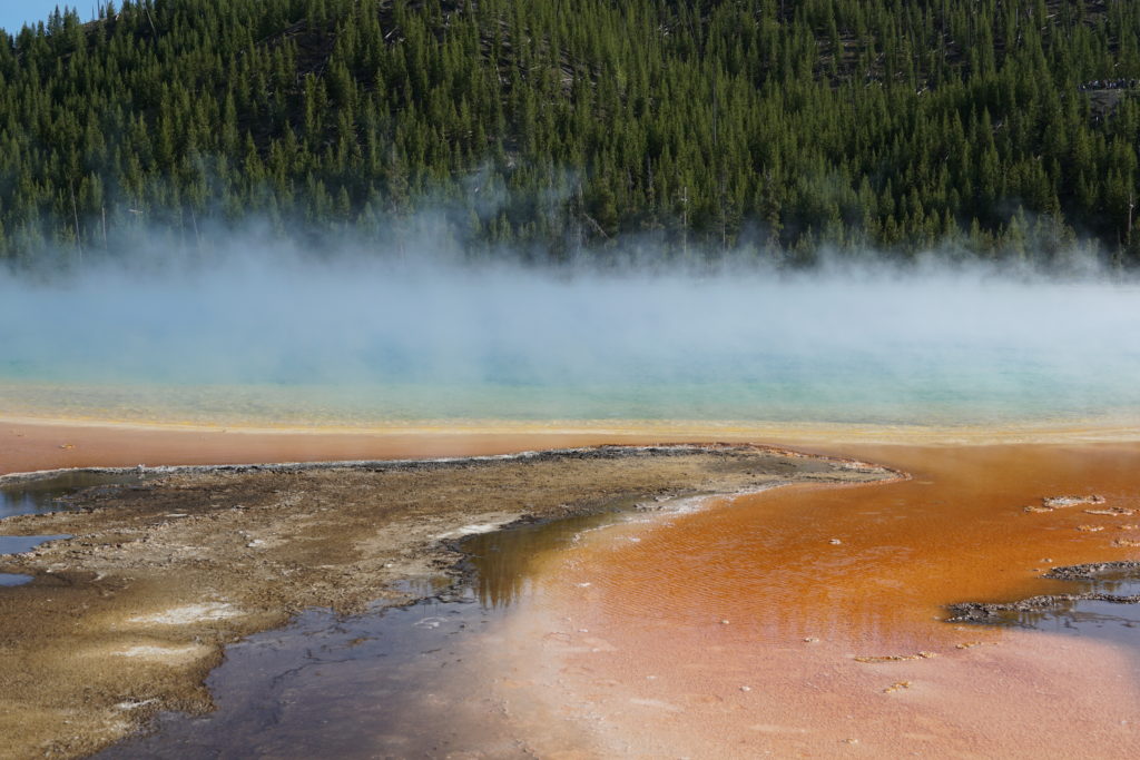 Fog Over the Grand Prismatic in Yellowstone National Park