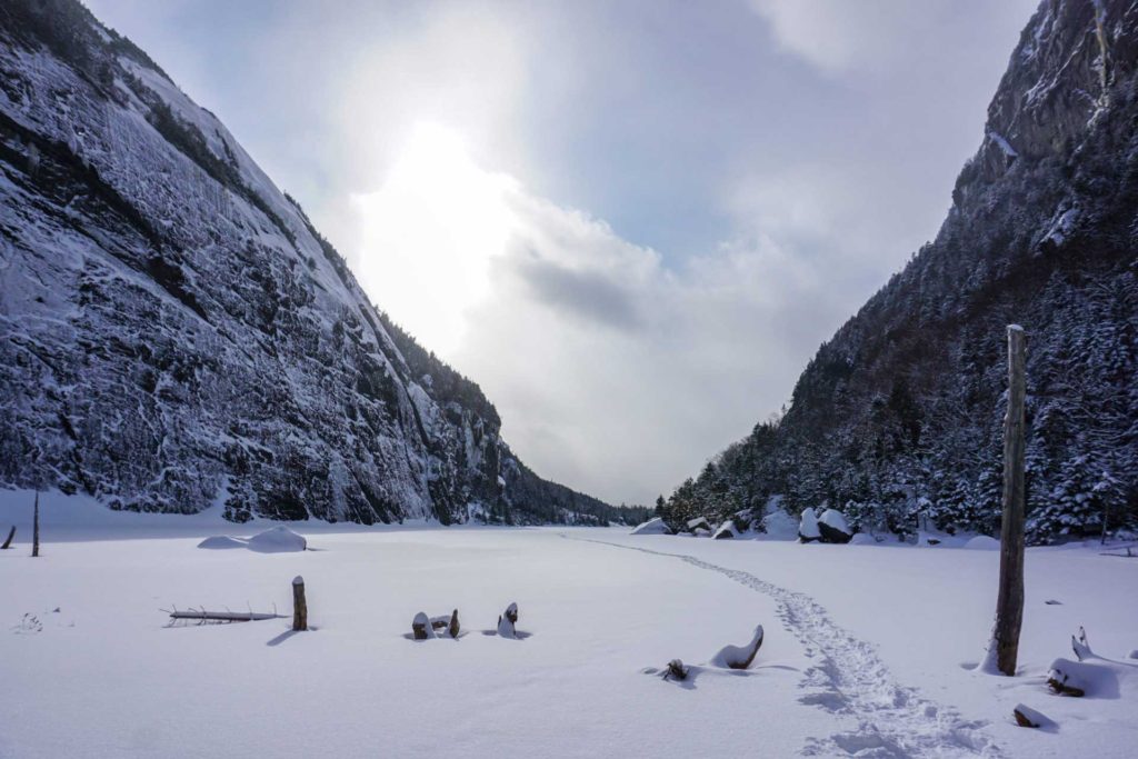 Frozen Avalanche Lake in the Adirondack Mountains