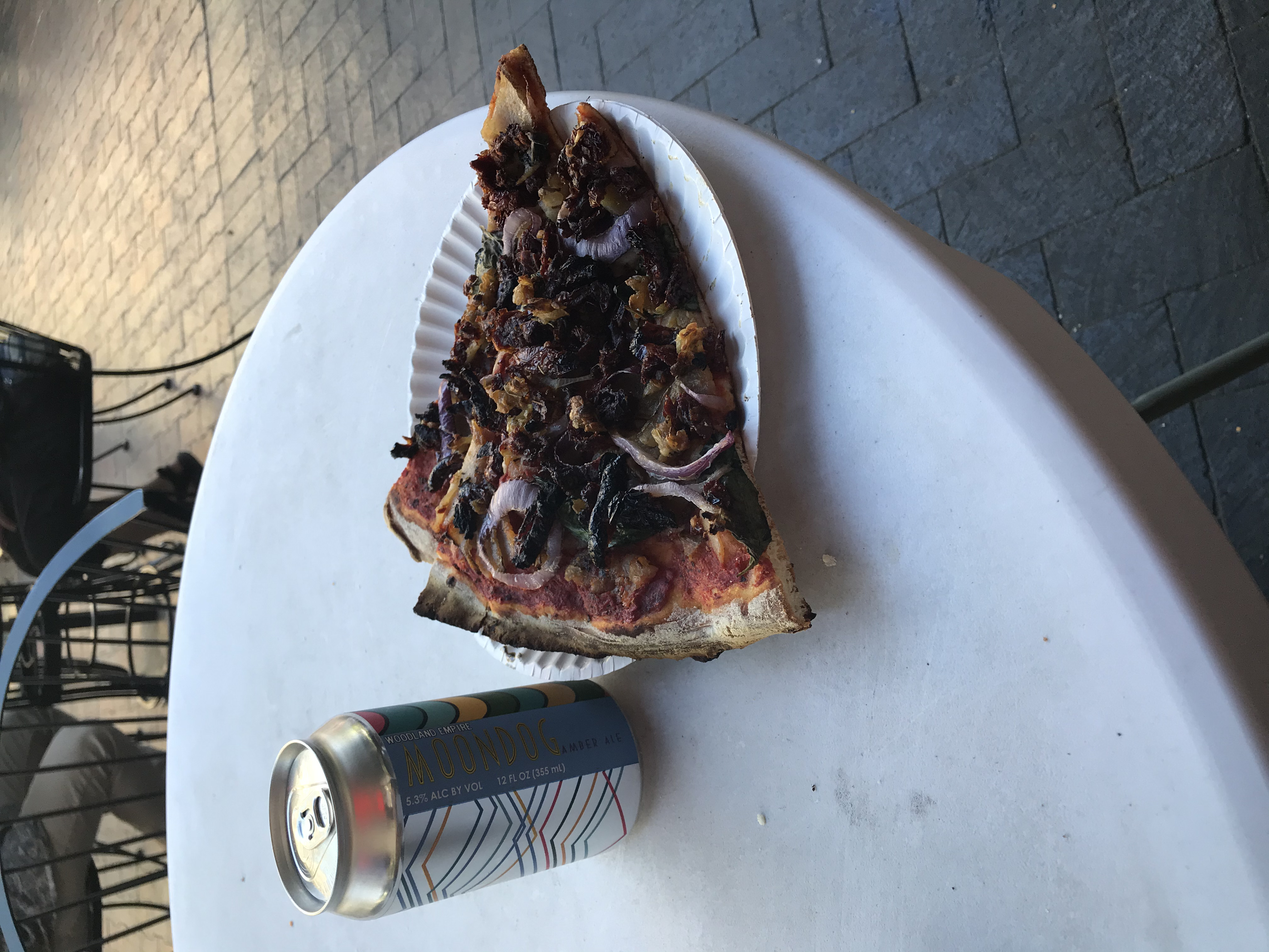 Vegan Pizza and Moondog microbrew at Piehole in Boise, Idaho