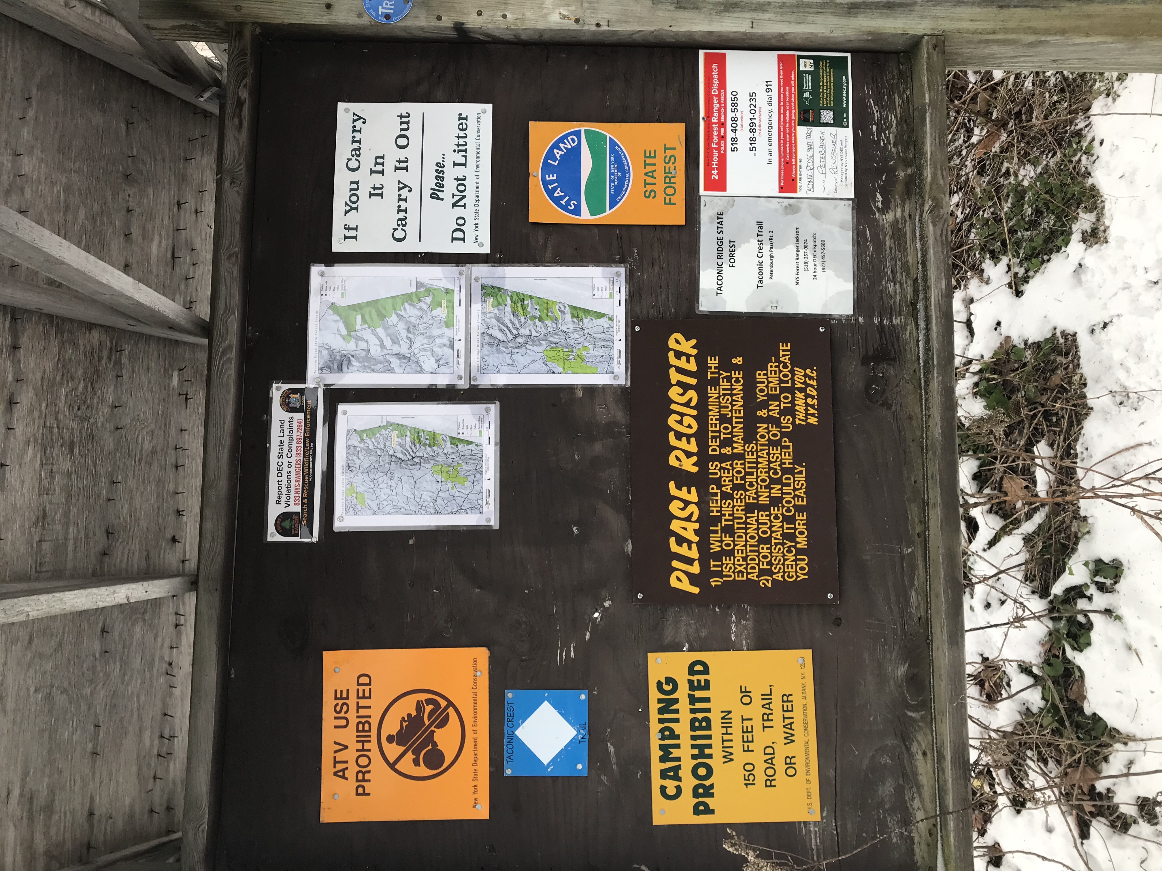 Trail Register and Maps At Berlin Mountain Trailhead